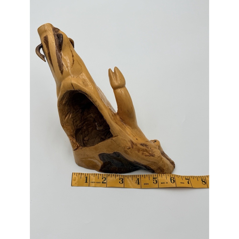 Hand Carved Wood Pig Boar Planter Holder Catchall Bowl Bizarre Folk Art WIERD - Picture 11 of 13